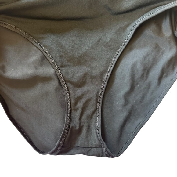 Aerie Black One Piece Swimsuit Ruffle Deep V Tie Front Sz M - Picture 6 of 12